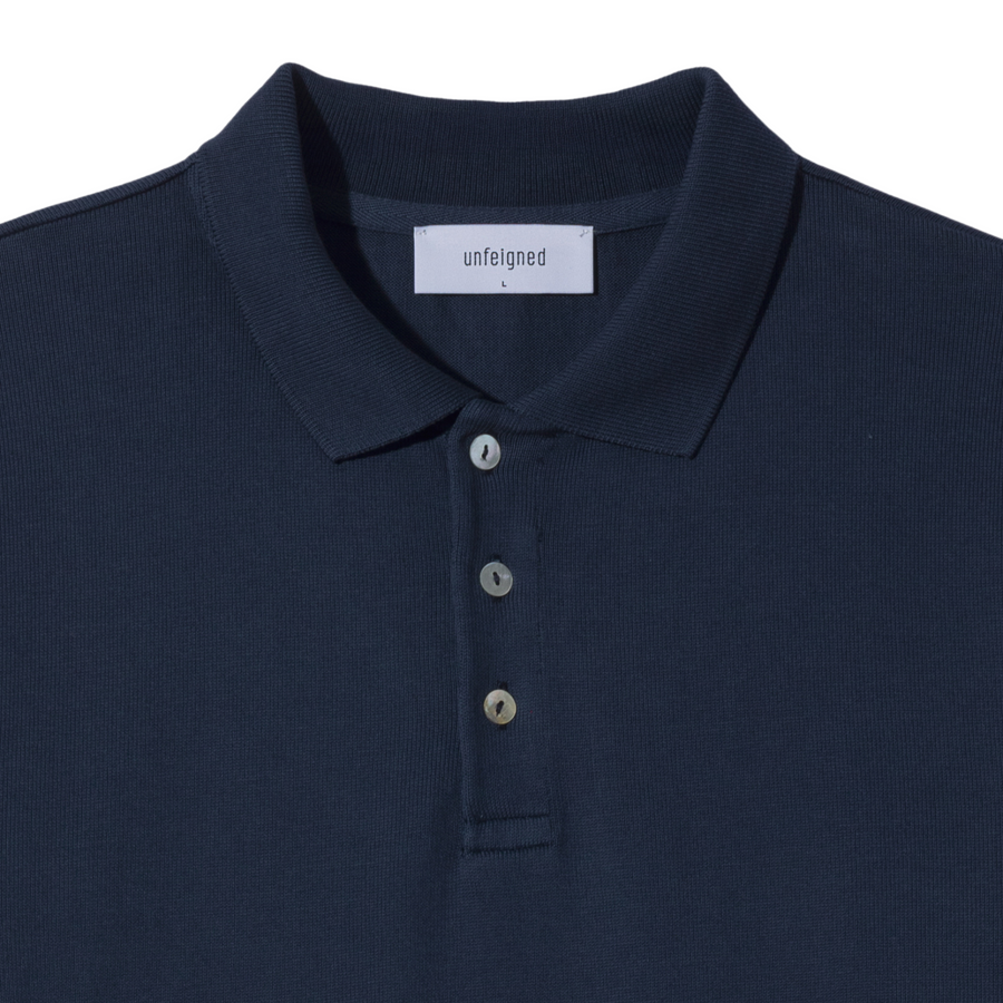 Unfeigned • Long Sleeve Polo • Navy Blue