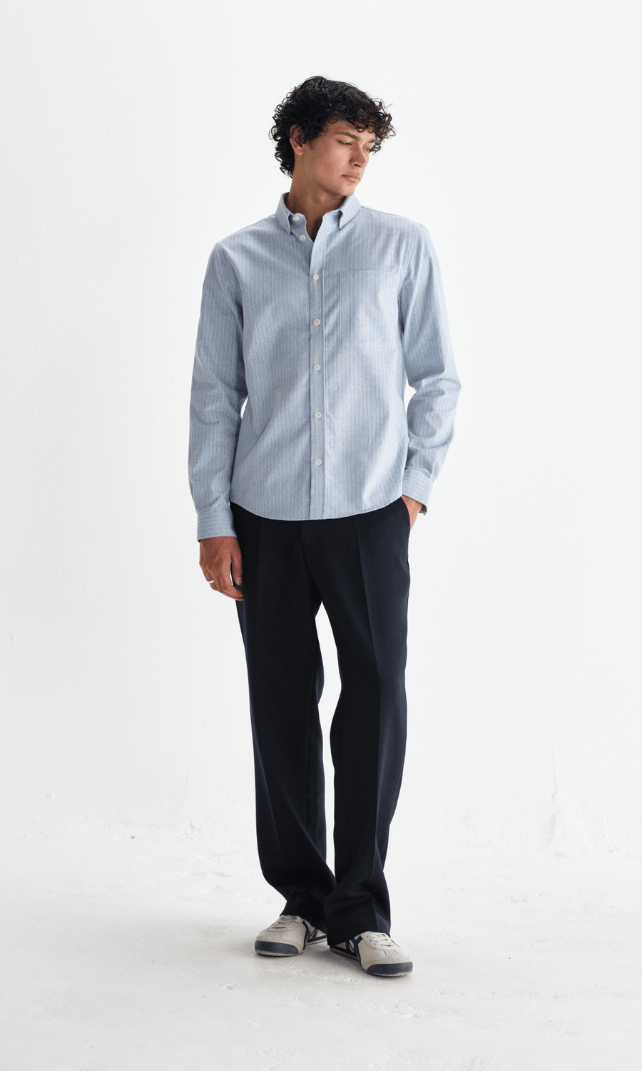 Wax London • Abingdon Shirt • Blue Prep Stripe