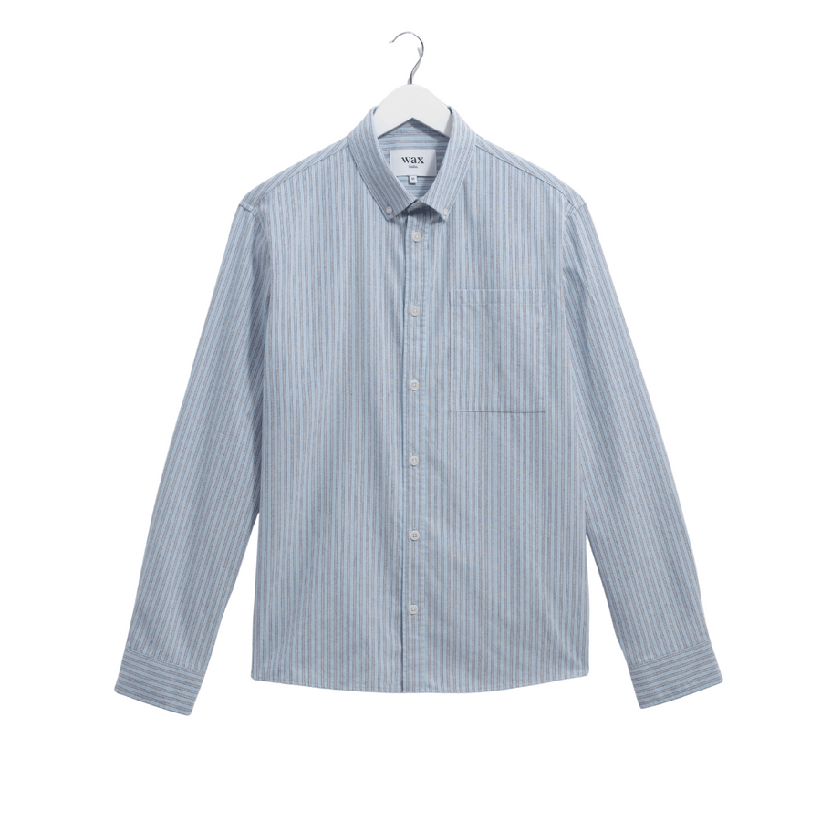 Wax London • Abingdon Shirt • Blue Prep Stripe