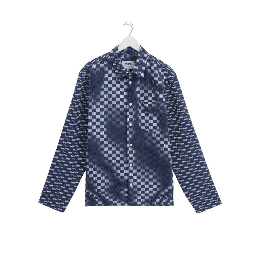 Wax London • Breton Overshirt • Indigo/Ecru Grid