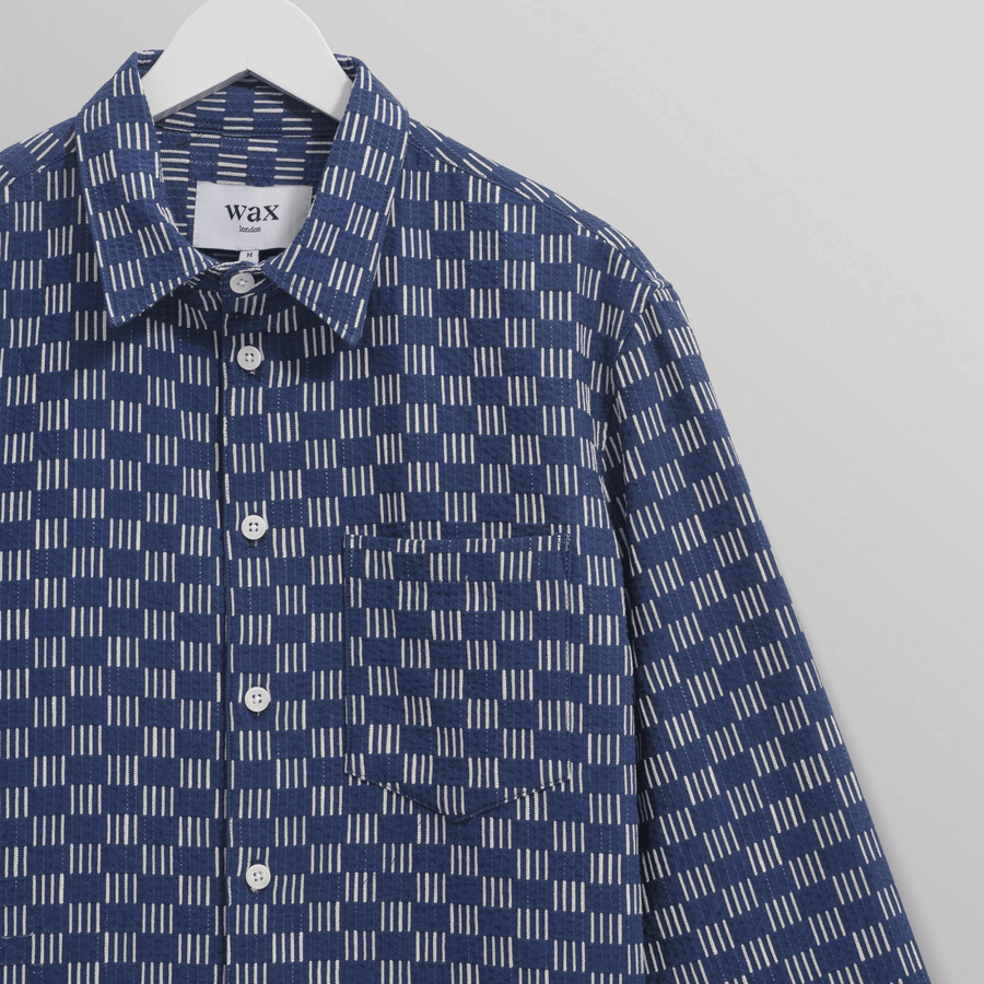 Wax London • Breton Overshirt • Indigo/Ecru Grid