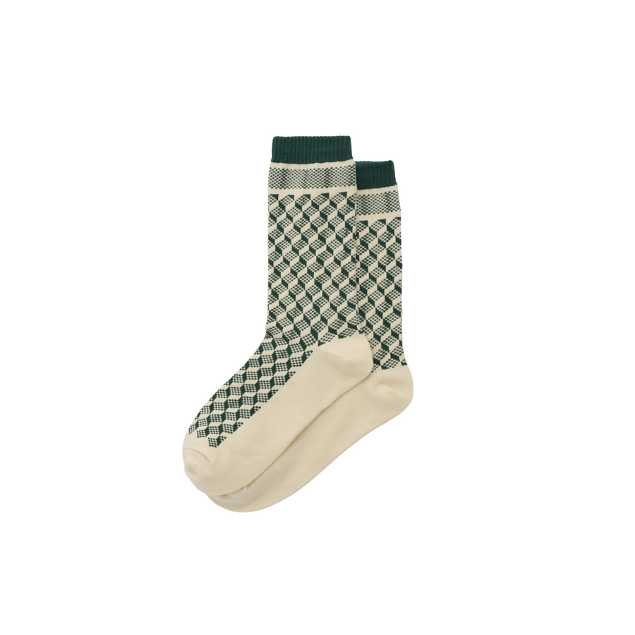 Wax London • Chunky Sock • Green & Ecru Jacquard