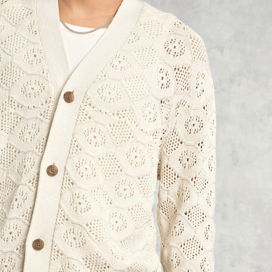 Wax London • Crosby Cardigan • Ecru Pointelle