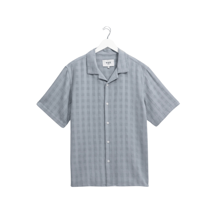 Wax London • Didcot Shirt • Blue Open Weave Grid