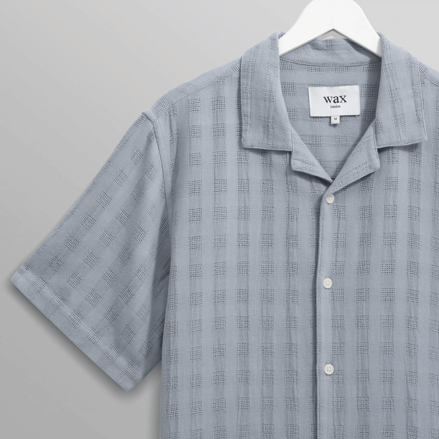 Wax London • Didcot Shirt • Blue Open Weave Grid