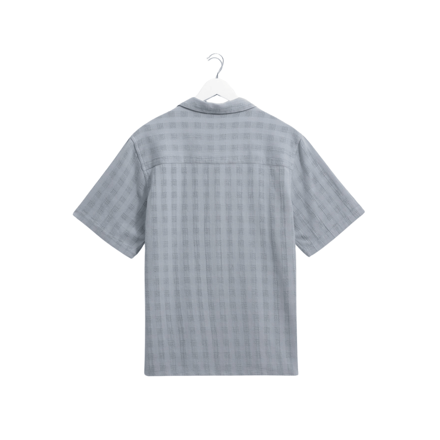 Wax London • Didcot Shirt • Blue Open Weave Grid