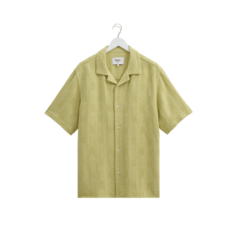 Wax London • Didcot Shirt • Green Waffle Patchwork