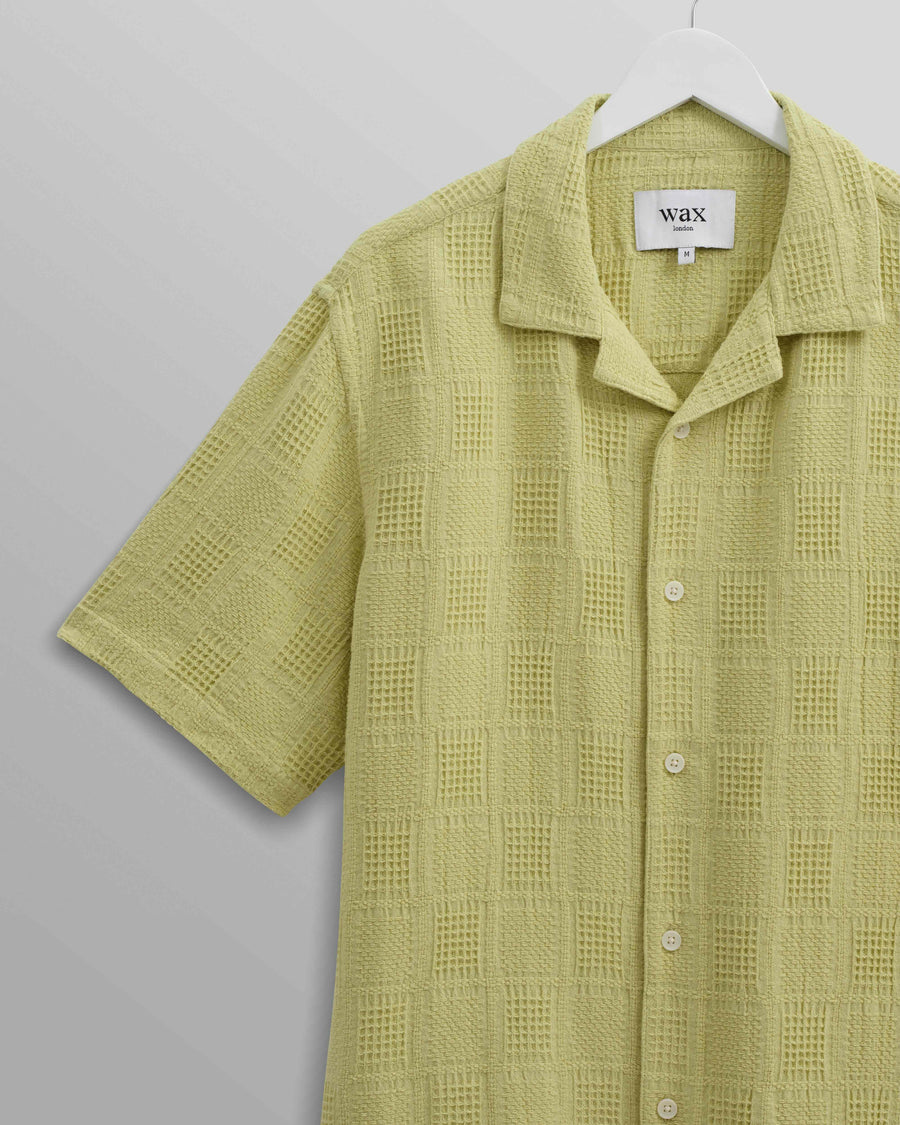 Wax London • Didcot Shirt • Green Waffle Patchwork