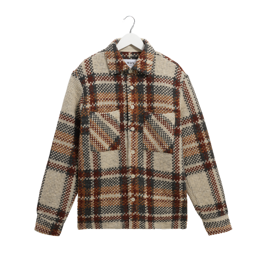 Wax London • Whiting Overshirt • Ecru/Multi Bobble Wool Blend