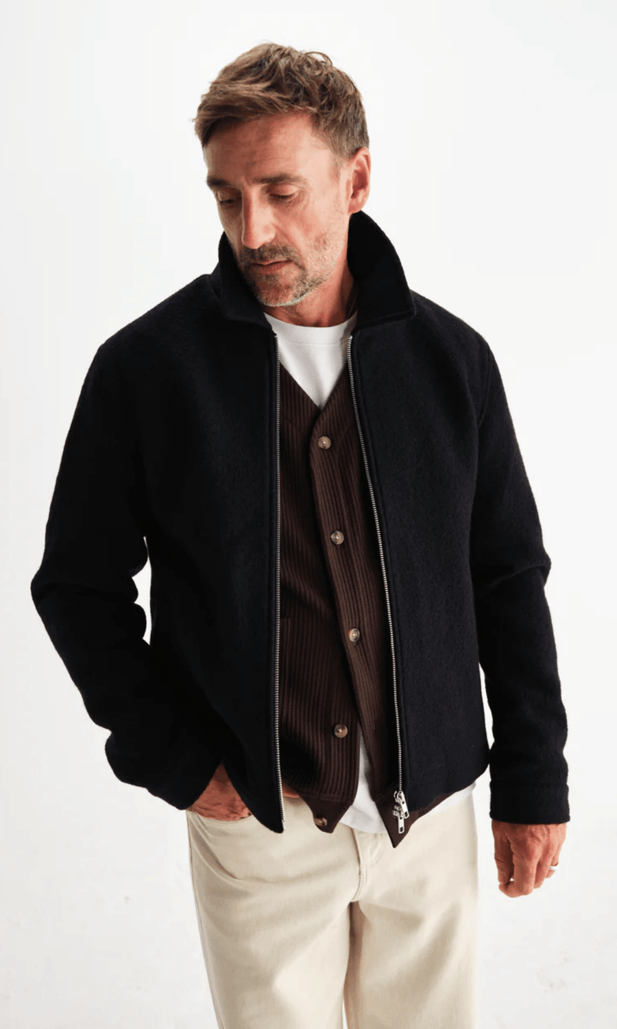 Wax London • Eldon Jacket • Midnight Boiled Wool