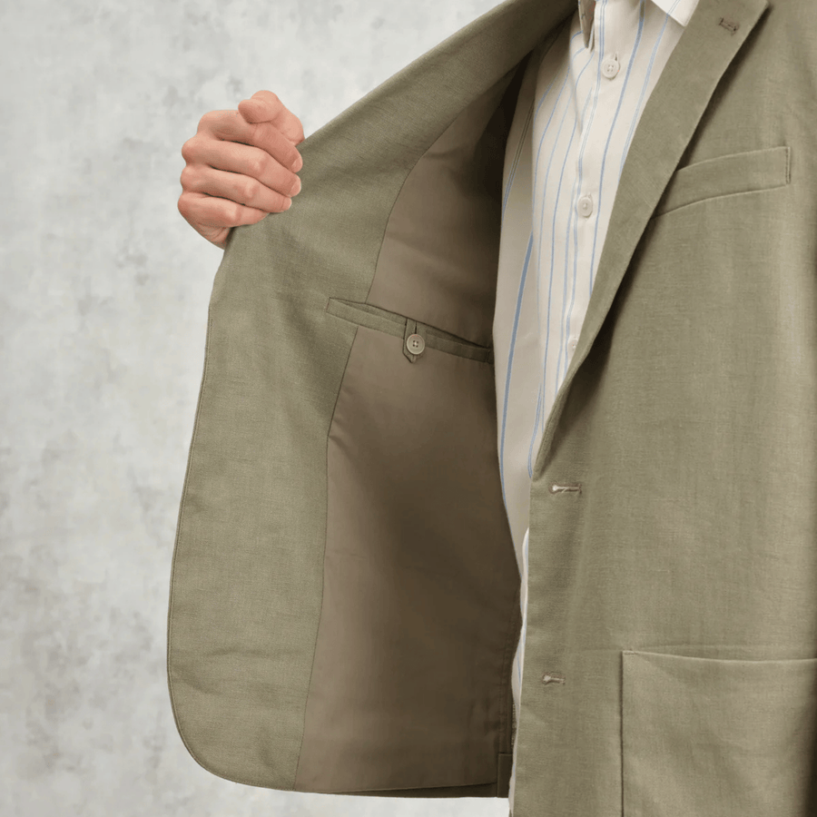 Wax London • Fintry Blazer • Khaki Linen