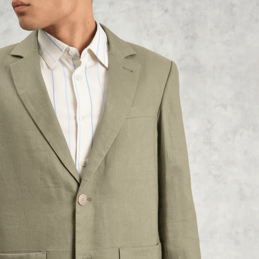 Wax London • Fintry Blazer • Khaki Linen