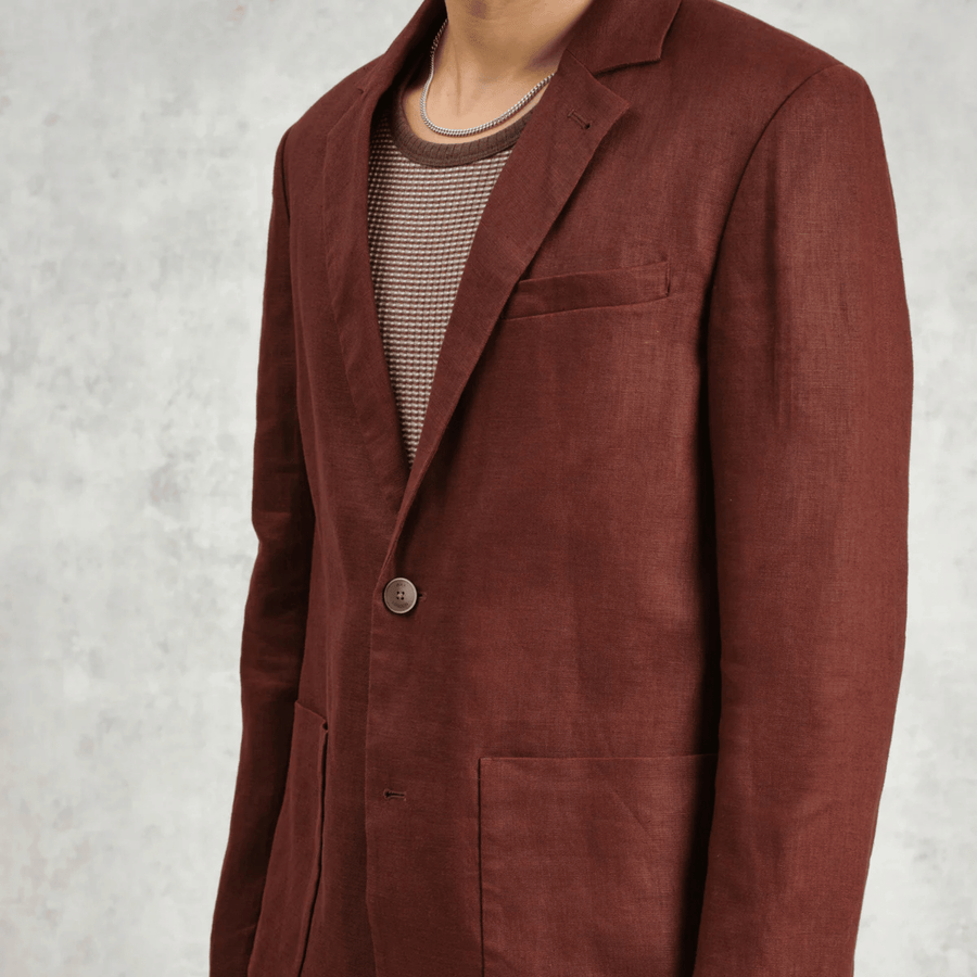 Wax London • Fintry Blazer • Merlot Linen