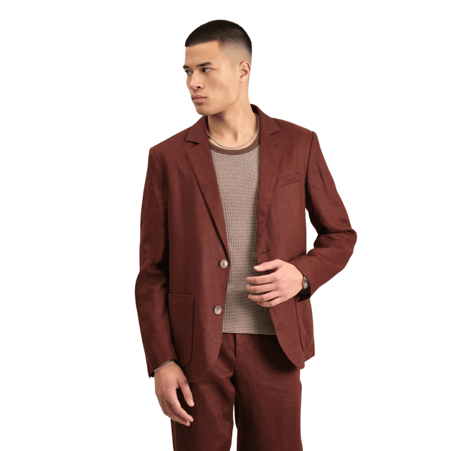 Wax London • Fintry Blazer • Merlot Linen