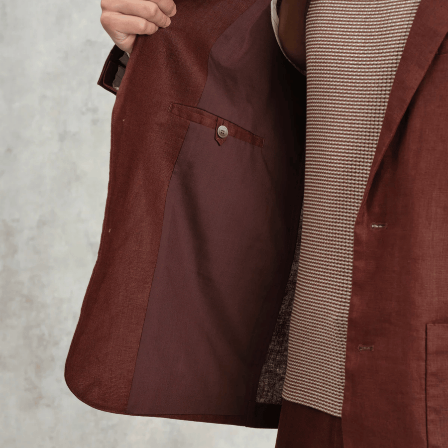 Wax London • Fintry Blazer • Merlot Linen