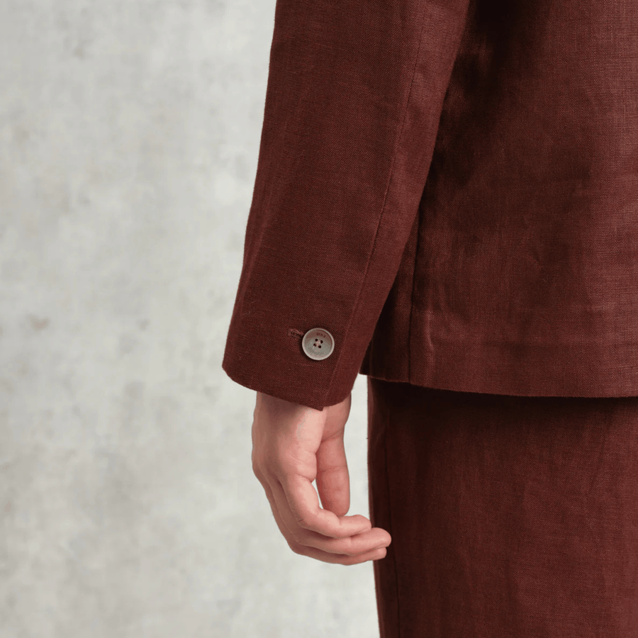 Wax London • Fintry Blazer • Merlot Linen