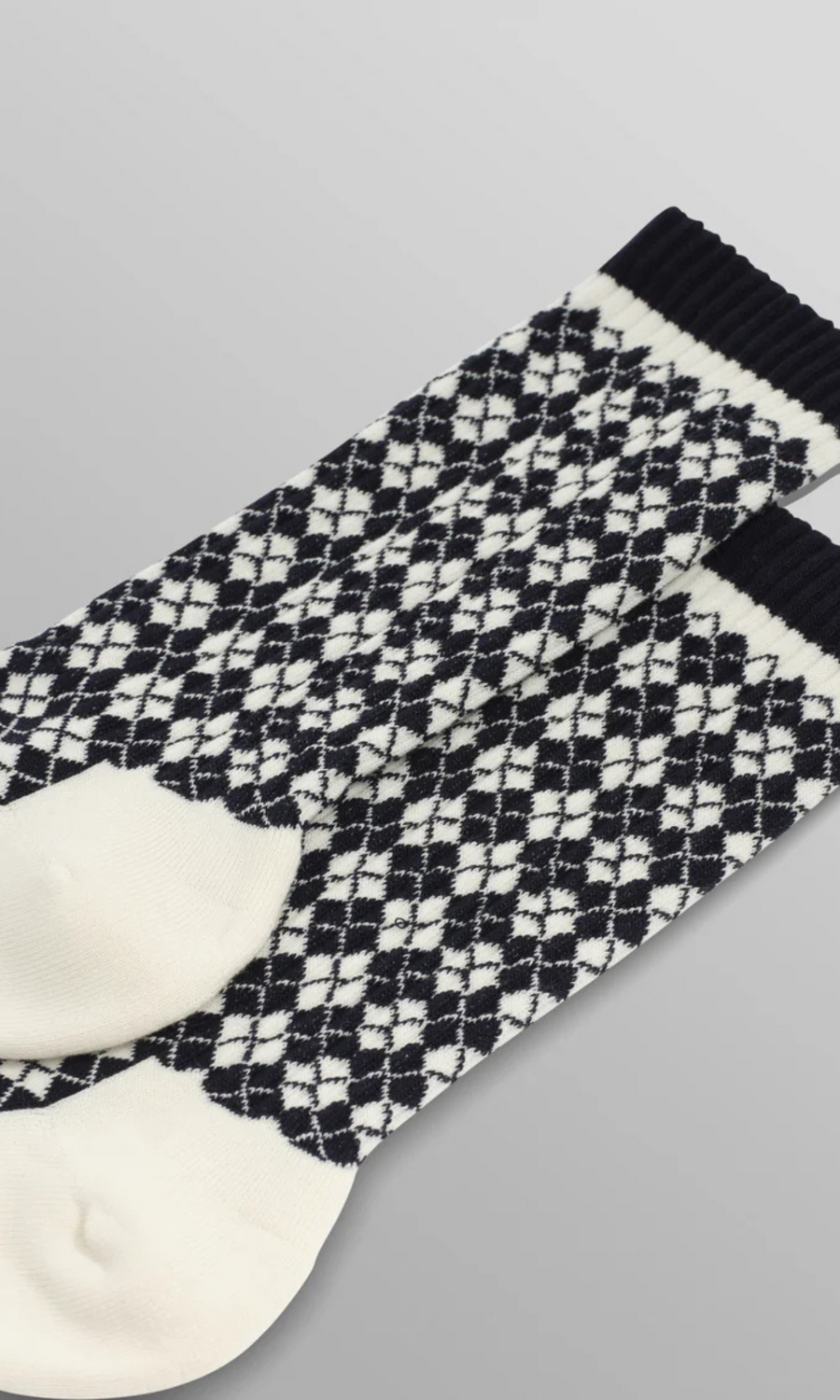 Wax London • Galway Socks • Navy/Ecru Argyle