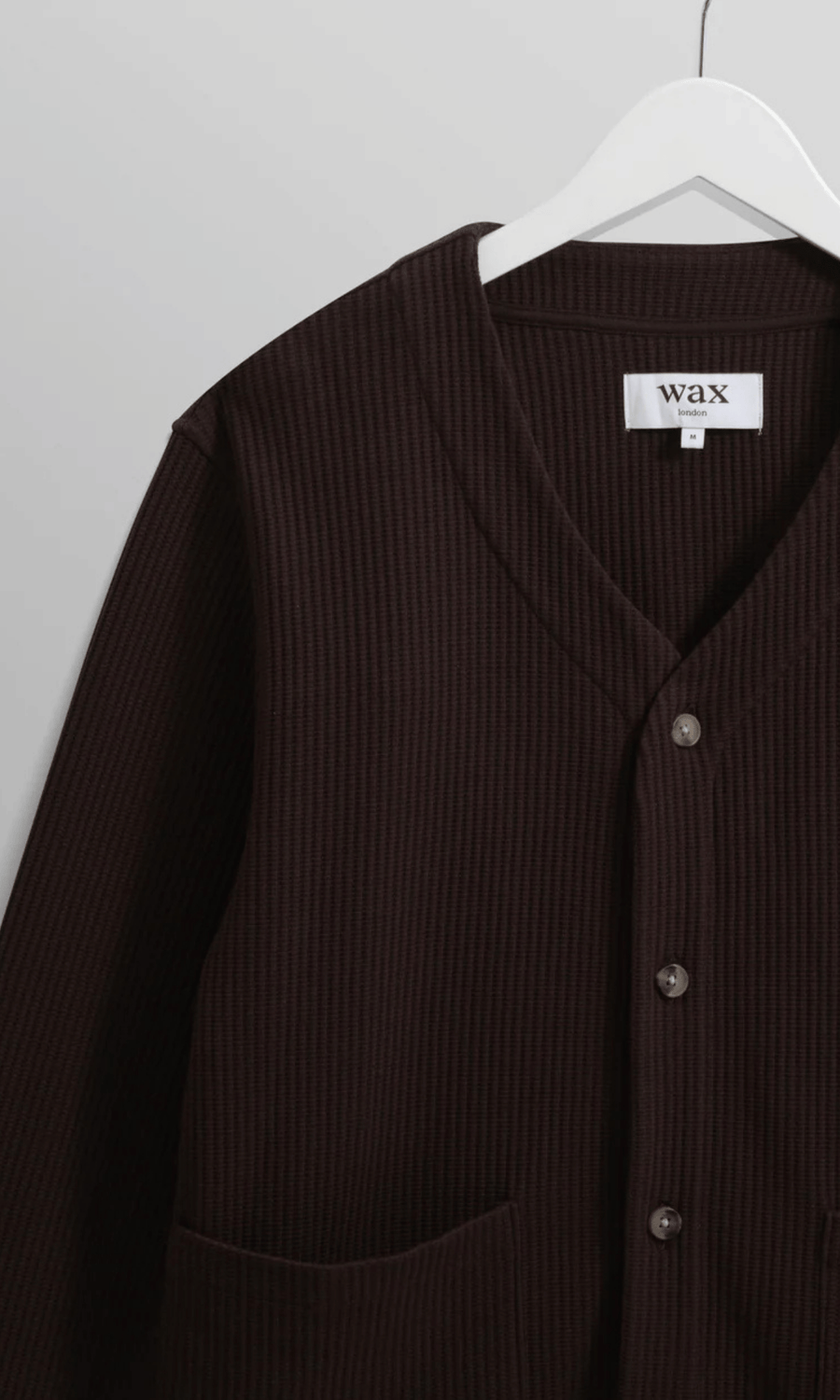 Wax London • Guildford Cardigan • Dark Brown Waffle