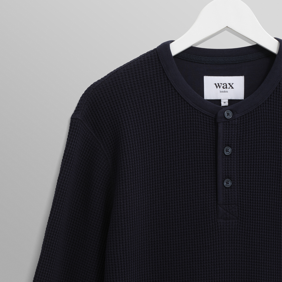 Wax London • Henley Tee • Black Heavy Waffle