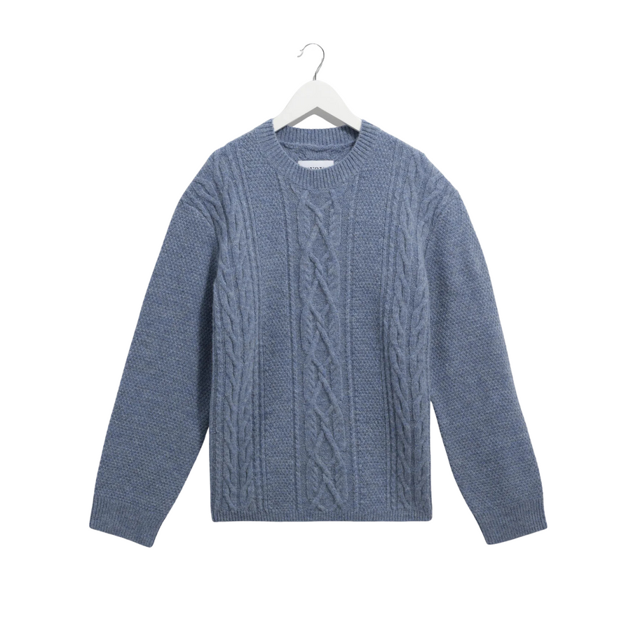 Wax London • Hyatt Crewneck Jumper • Light Blue Brush Cable