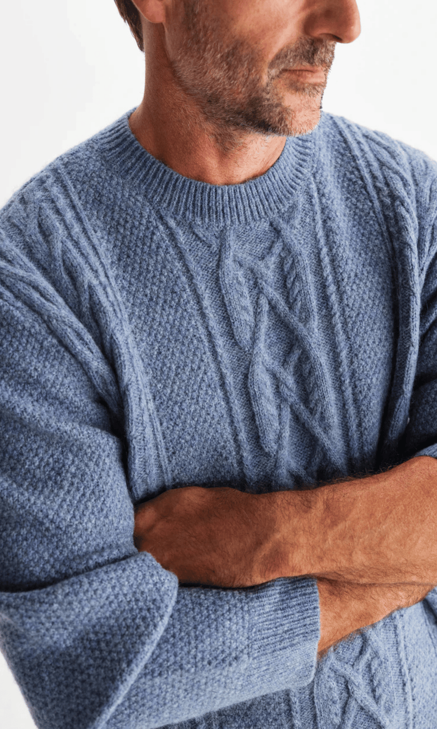 Wax London • Hyatt Crewneck Jumper • Light Blue Brush Cable