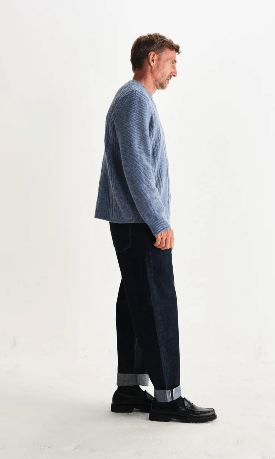 Wax London • Hyatt Crewneck Jumper • Light Blue Brush Cable