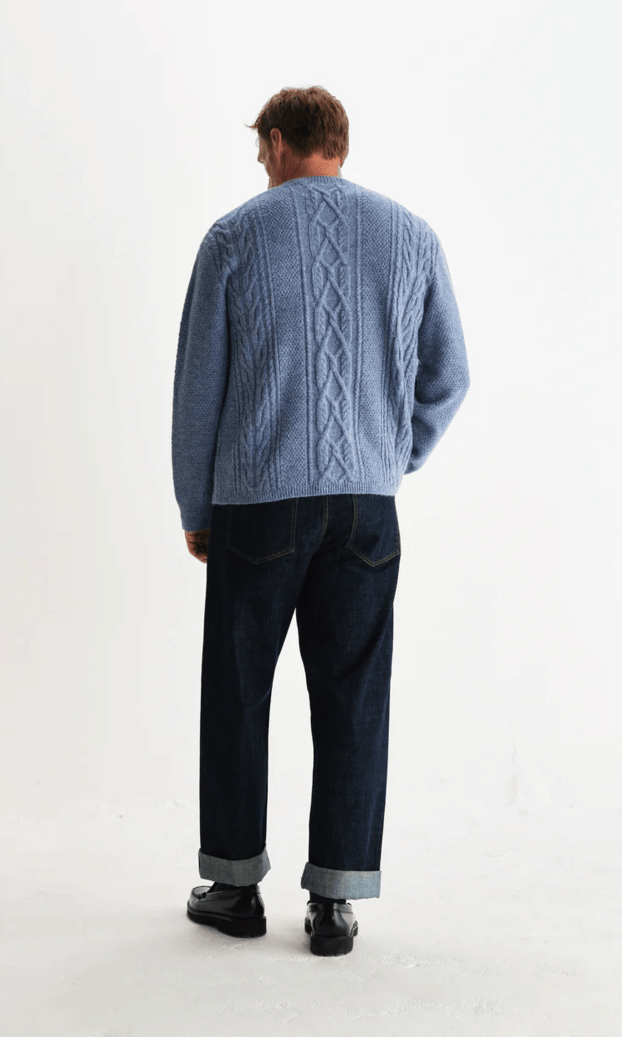 Wax London • Hyatt Crewneck Jumper • Light Blue Brush Cable