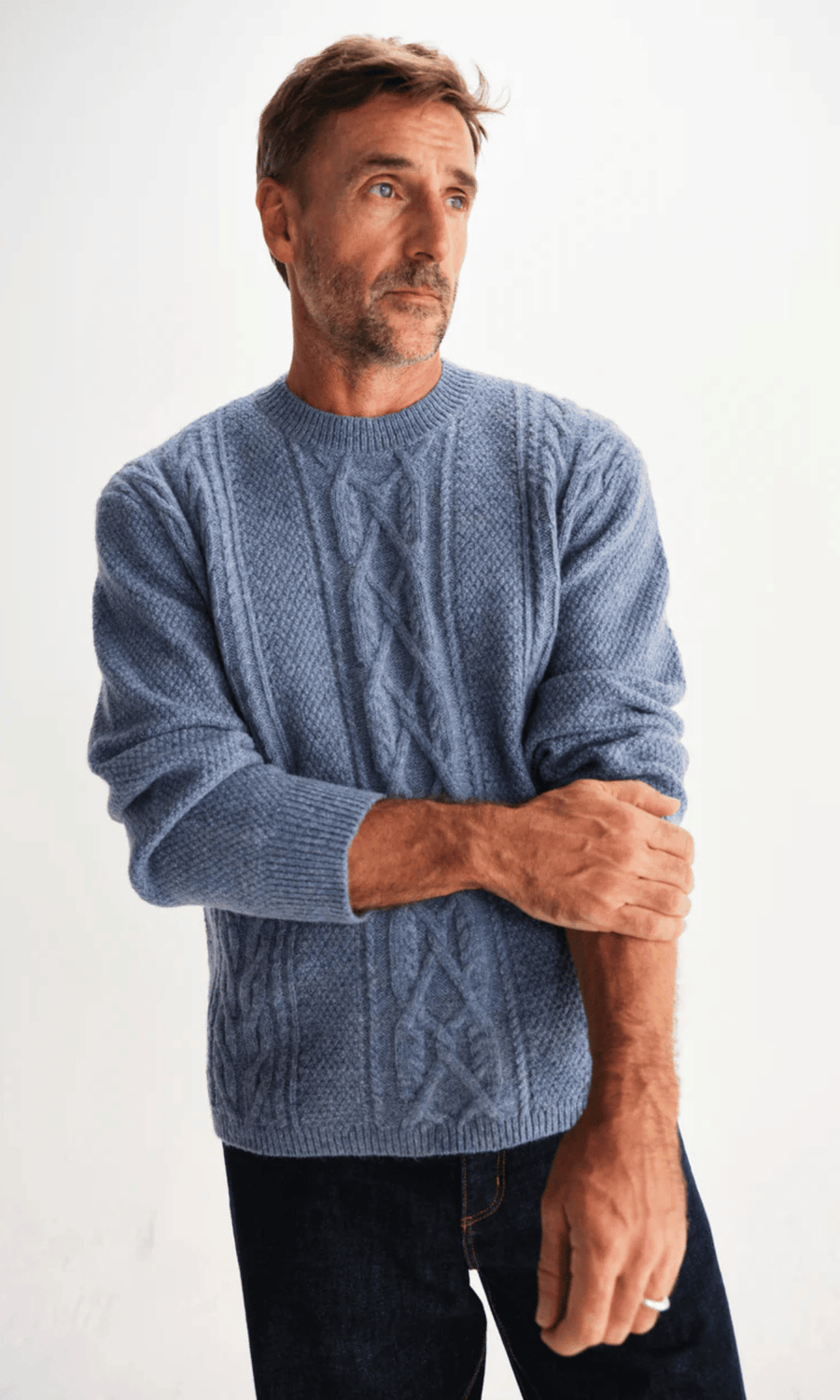 Wax London • Hyatt Crewneck Jumper • Light Blue Brush Cable