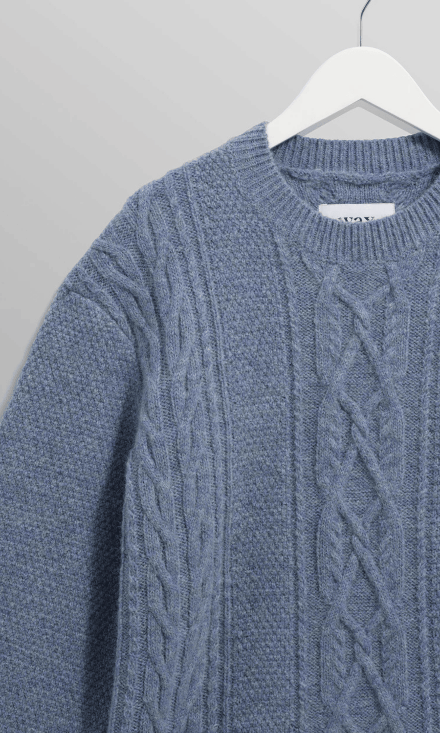 Wax London • Hyatt Crewneck Jumper • Light Blue Brush Cable