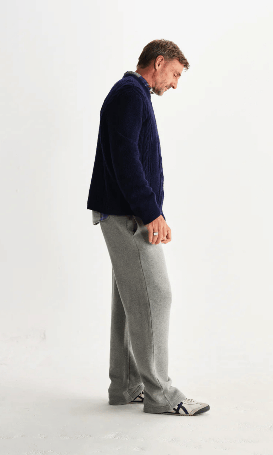 Wax London • Hyatt Crewneck Jumper • Navy Brush Cable