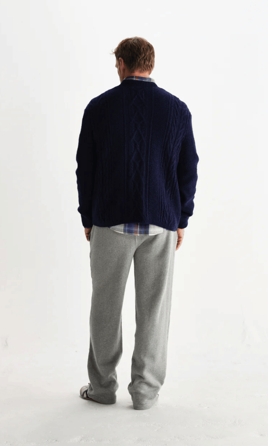 Wax London • Hyatt Crewneck Jumper • Navy Brush Cable
