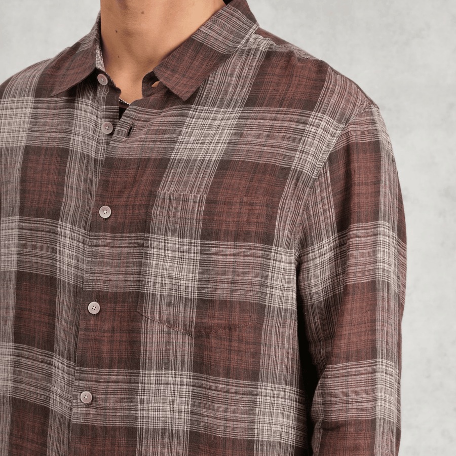 Wax London • Jaunt Shirt • Brown Linen Check