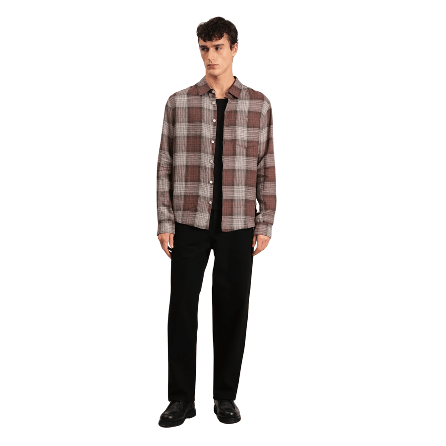 Wax London • Jaunt Shirt • Brown Linen Check