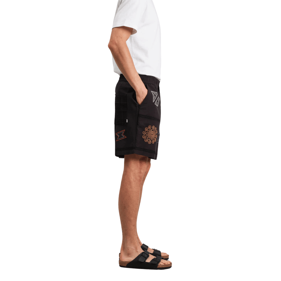 Wax London • Kurt Shorts • Navy/Multicolour Doodle Embroidery