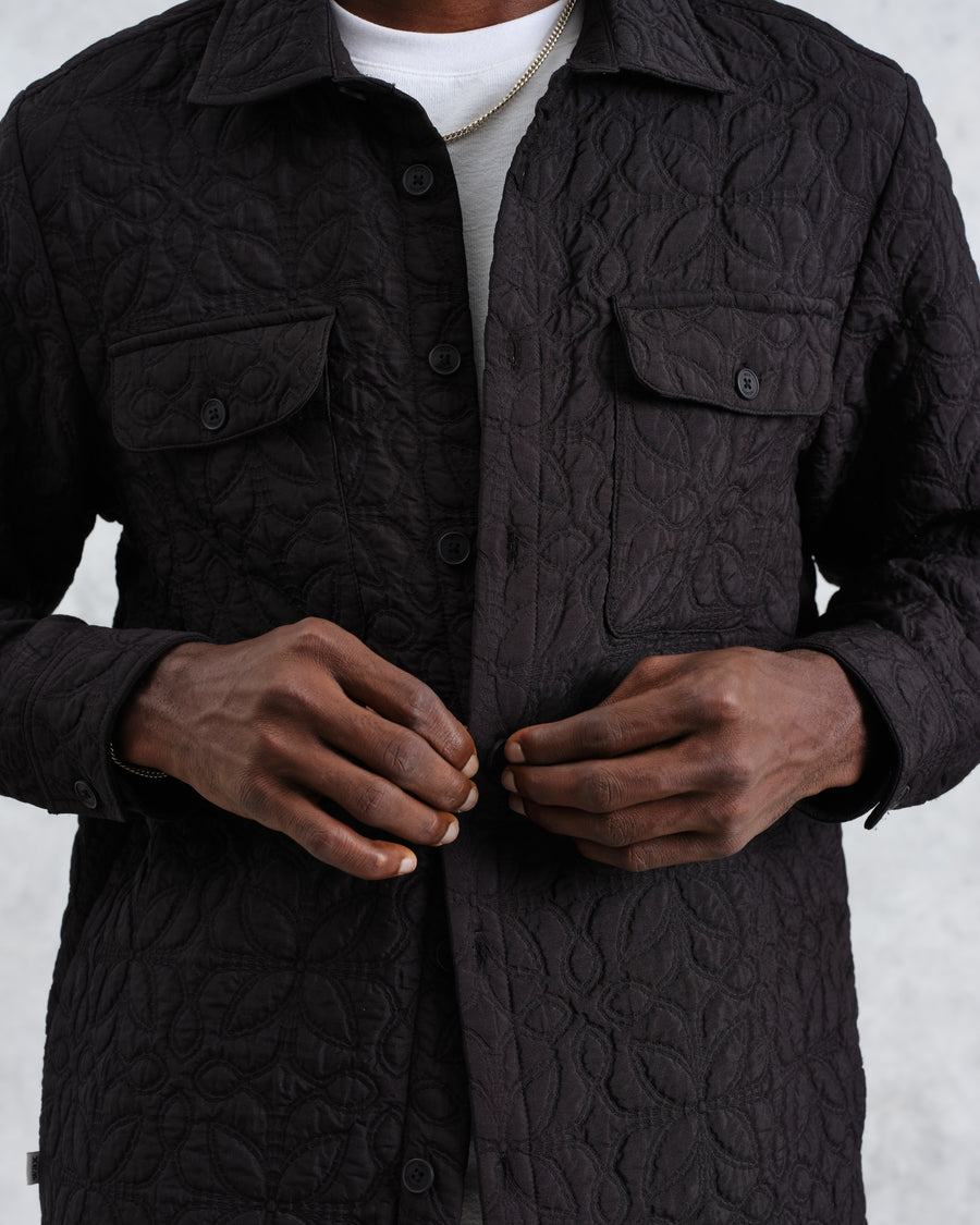 Wax London • Lomond Overshirt • Black Petal Quilt