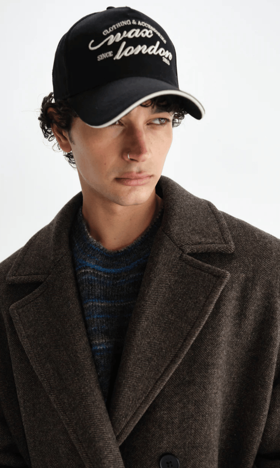 Wax London • Magnus Double Breasted Overcoat • Brown Wool Herringbone