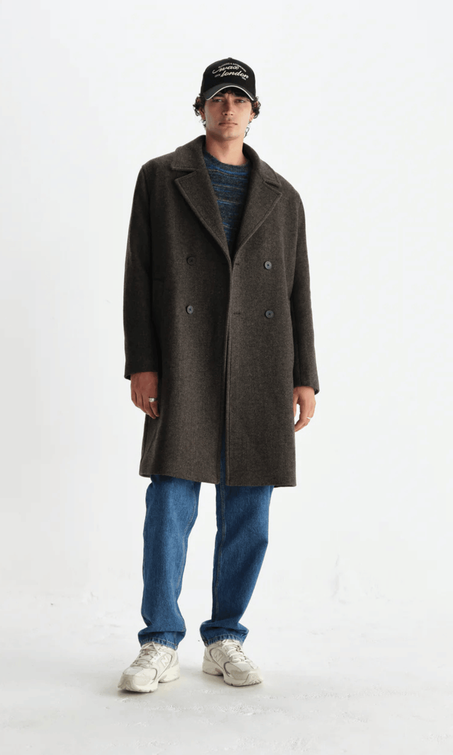 Wax London • Magnus Double Breasted Overcoat • Brown Wool Herringbone