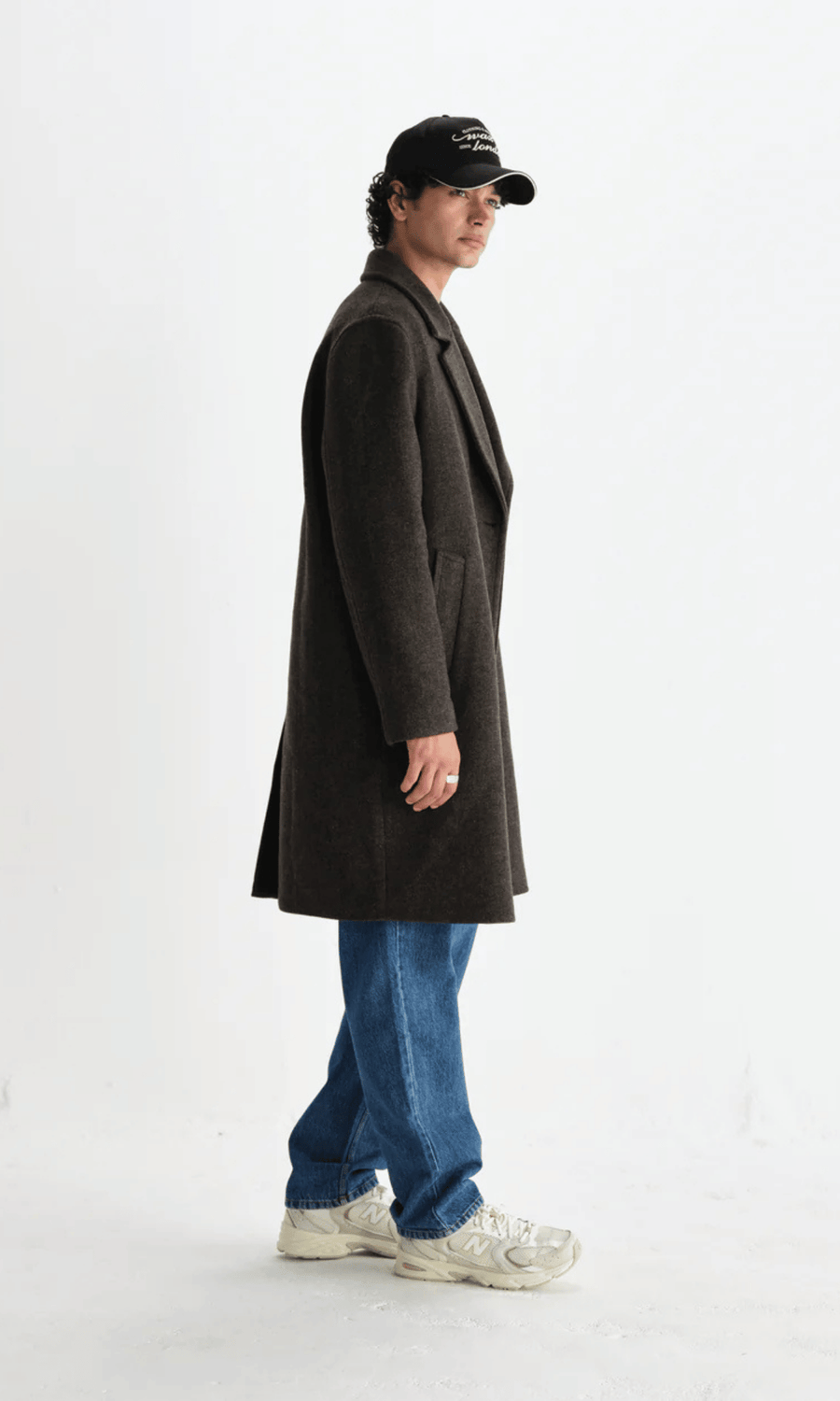 Wax London • Magnus Double Breasted Overcoat • Brown Wool Herringbone