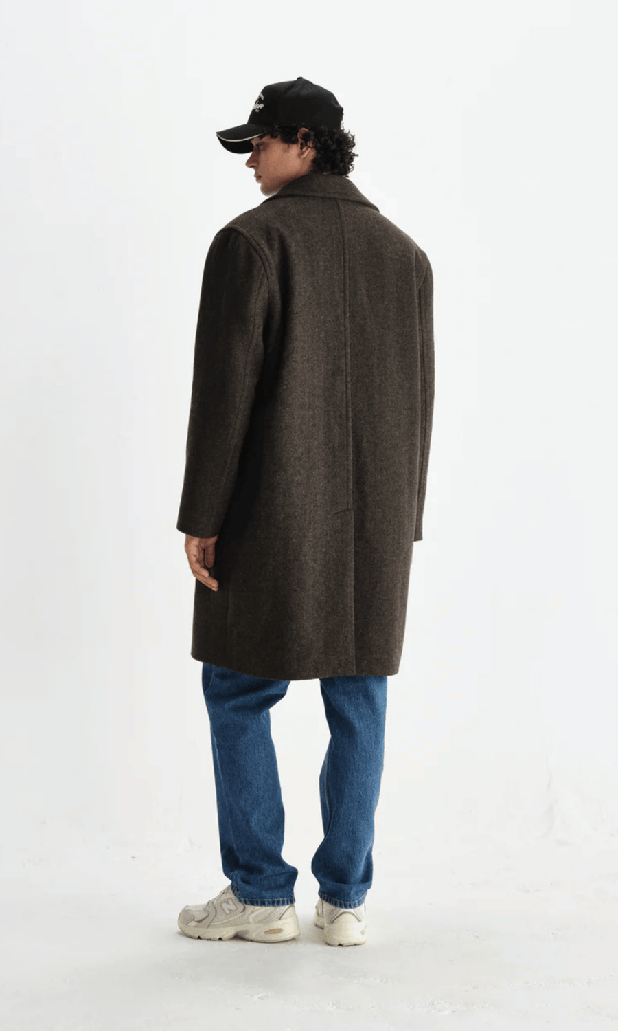 Wax London • Magnus Double Breasted Overcoat • Brown Wool Herringbone