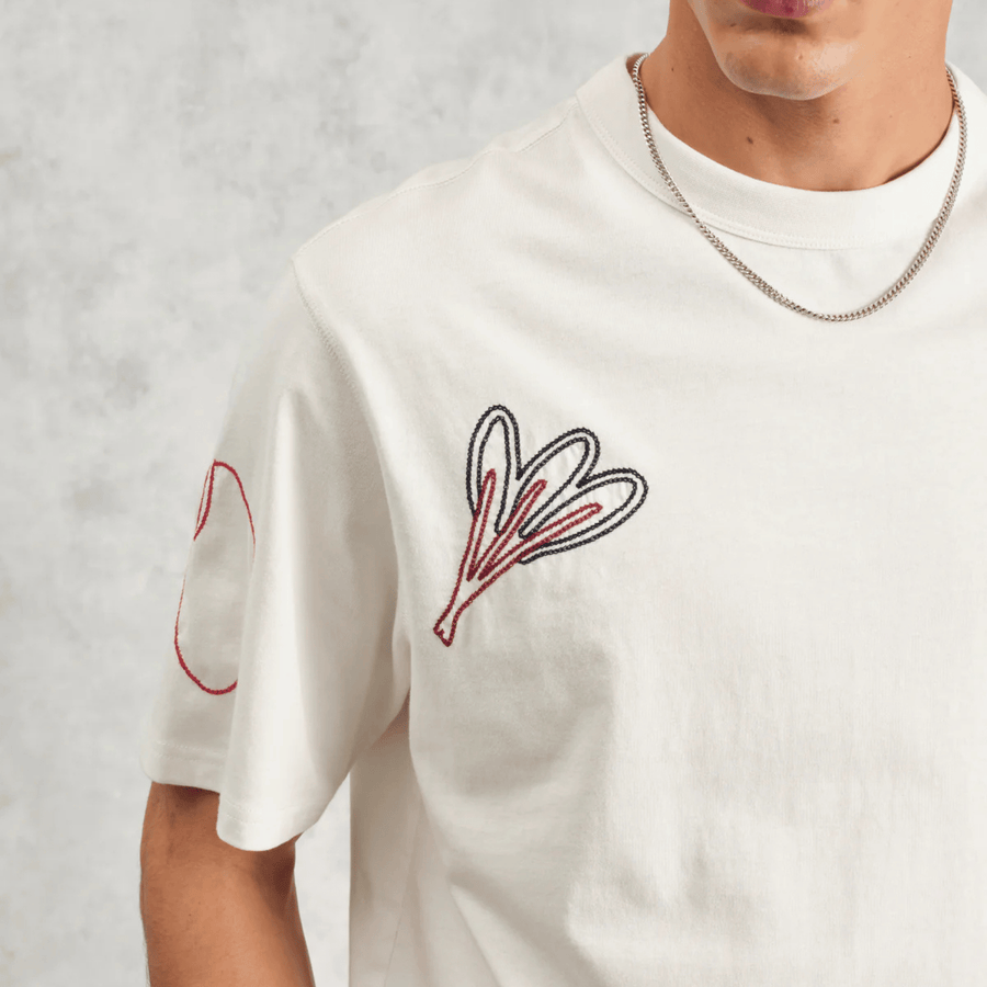 Wax London • Milton Tee • Ecru/Multicolour Scribble