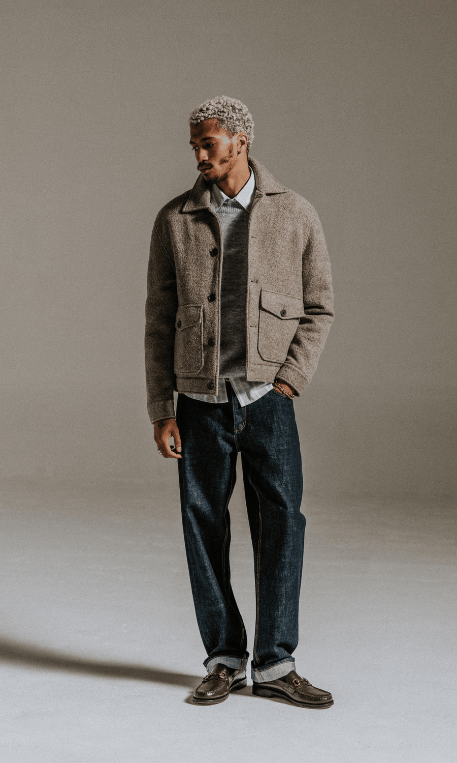 Wax London • Newgate Jacket • Light Brown Melange