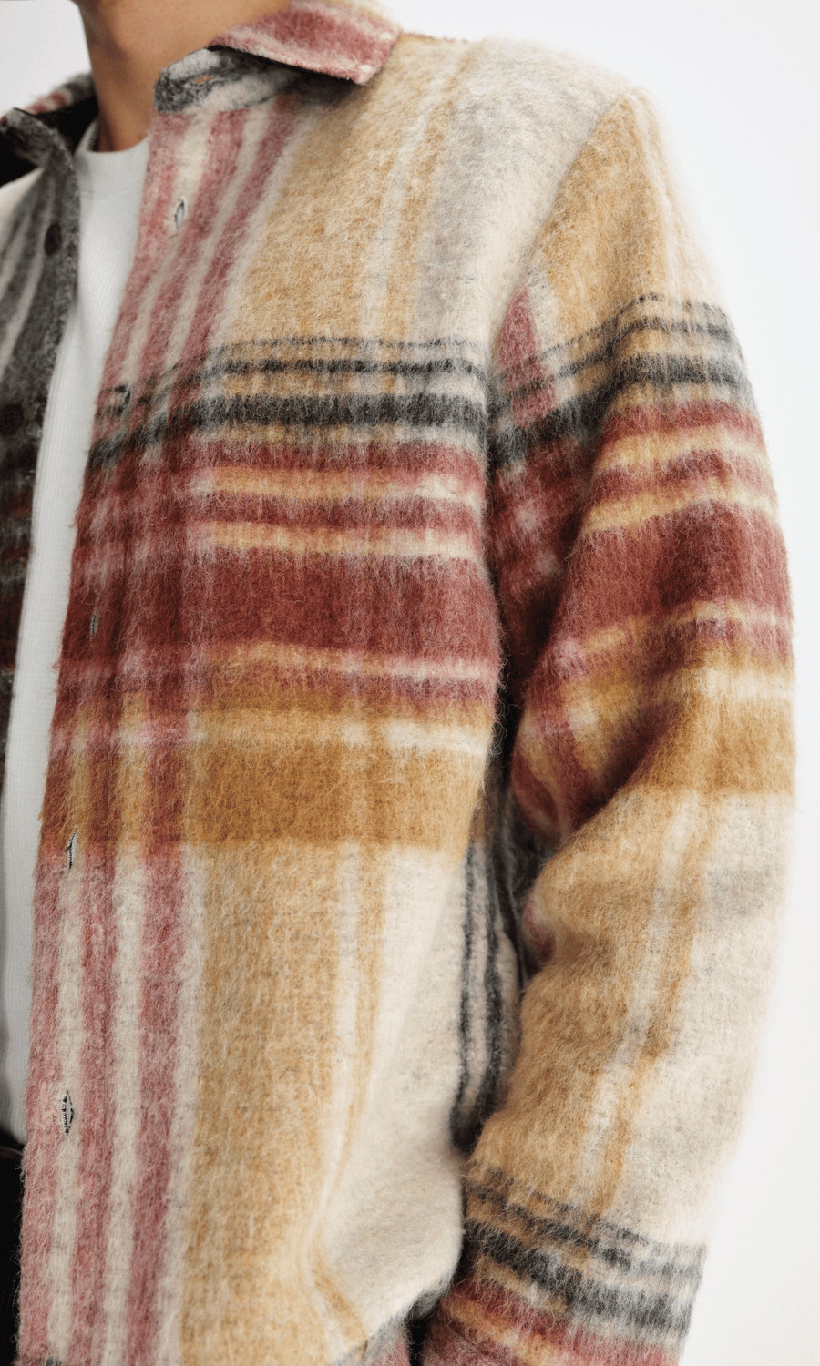 Wax London • Nolan Overshirt • Natural/Multi Wool Blend Check
