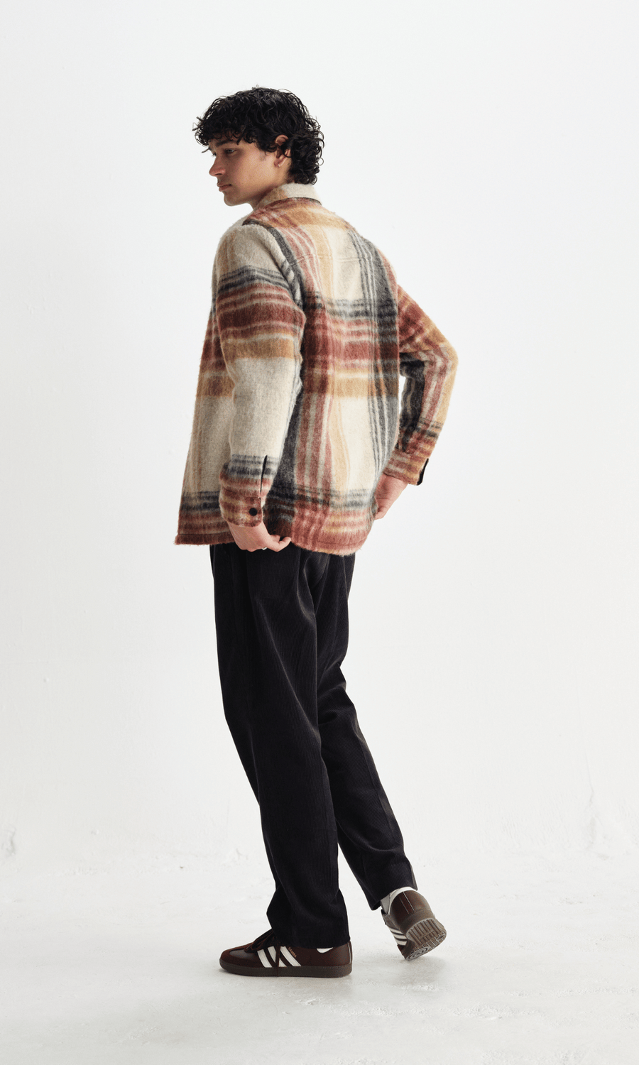 Wax London • Nolan Overshirt • Natural/Multi Wool Blend Check