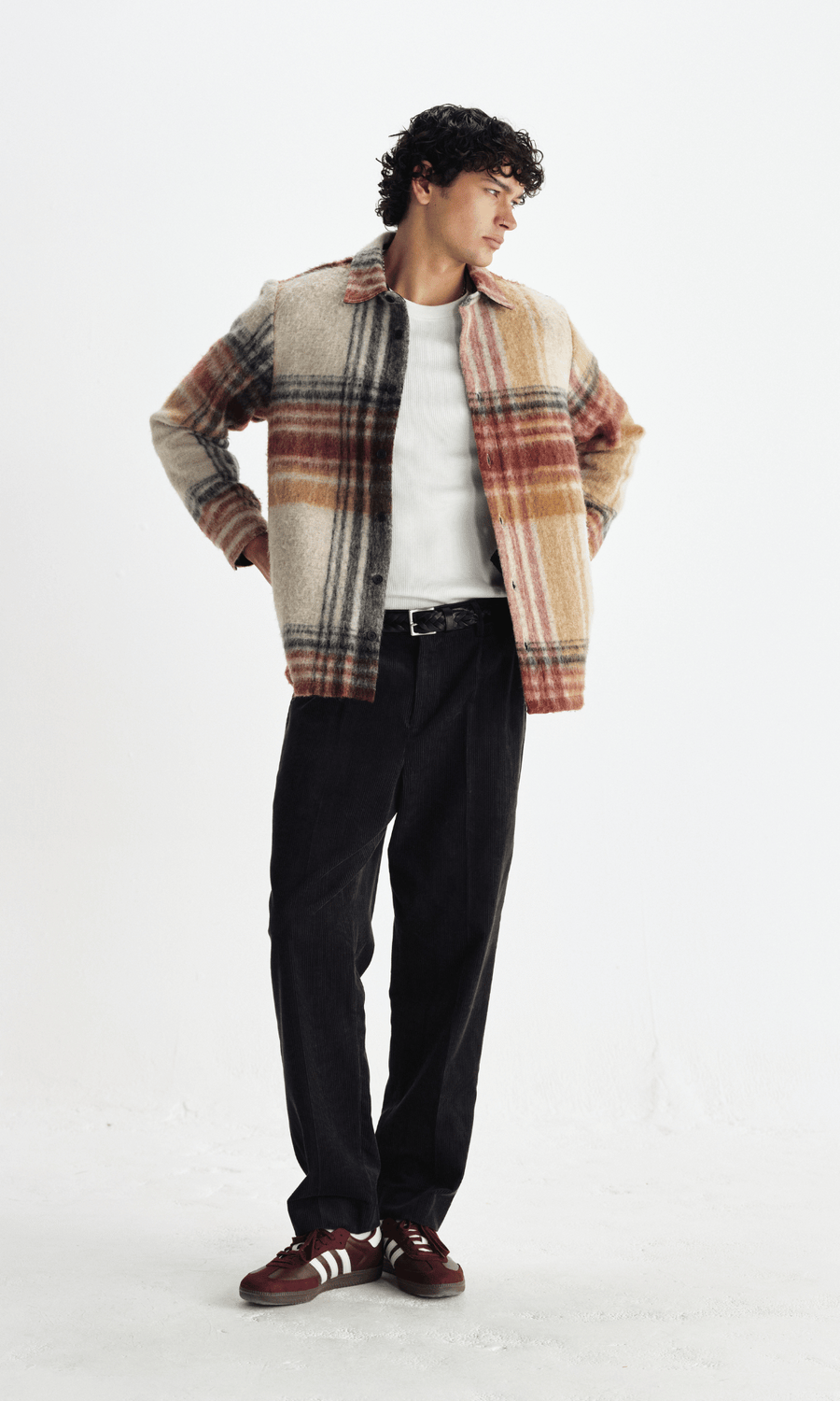 Wax London • Nolan Overshirt • Natural/Multi Wool Blend Check