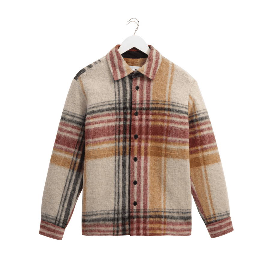 Wax London • Nolan Overshirt • Natural/Multi Wool Blend Check