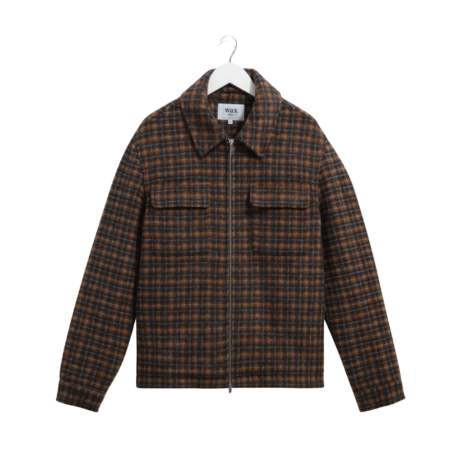 Wax London • Oiser Jacket • Navy/Brown Drawn Check