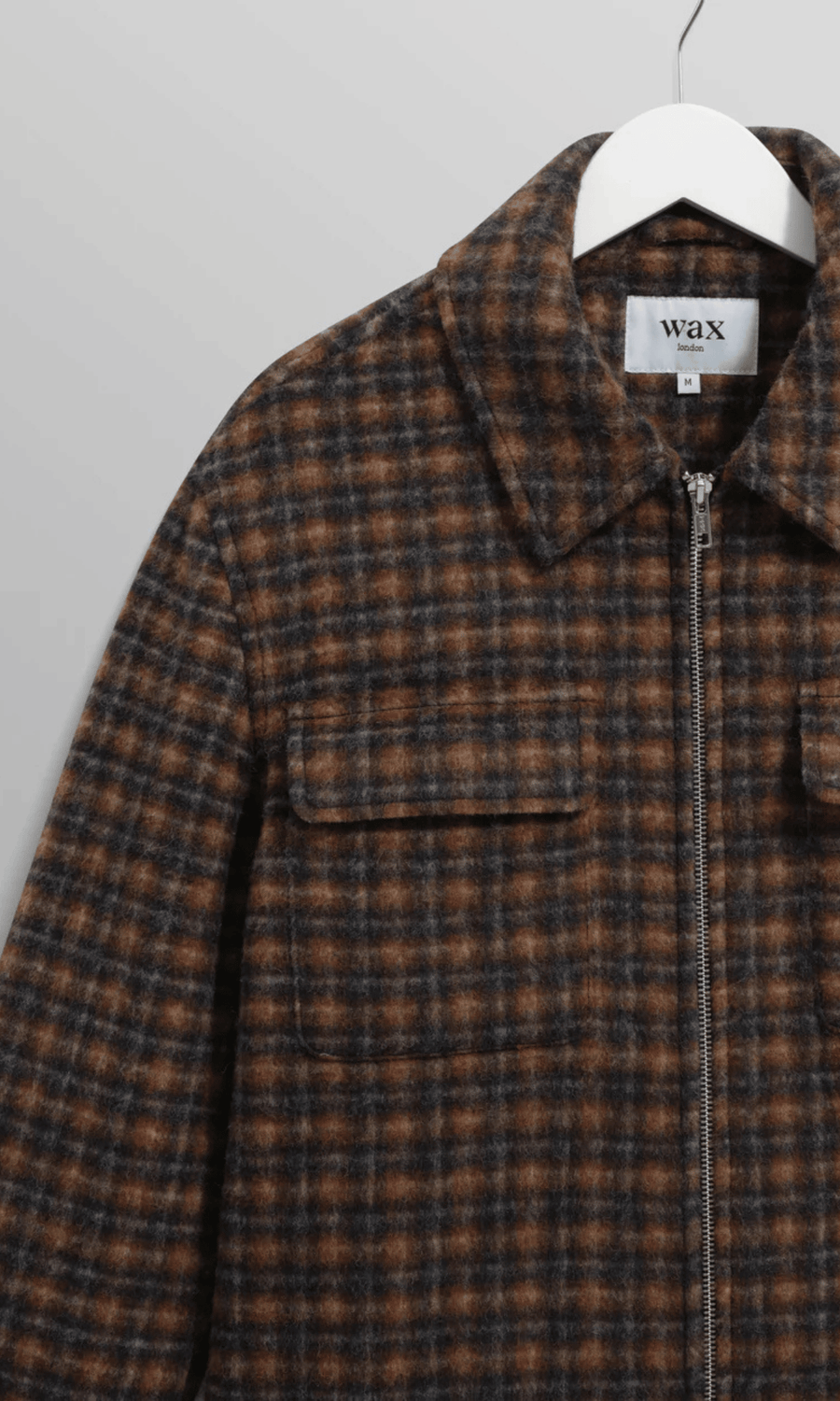 Wax London • Oiser Jacket • Navy/Brown Drawn Check