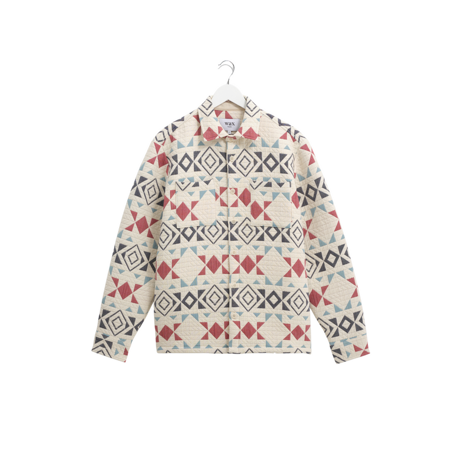 Wax London • Otto Overshirt • Ecru/Red Blanket Quilt