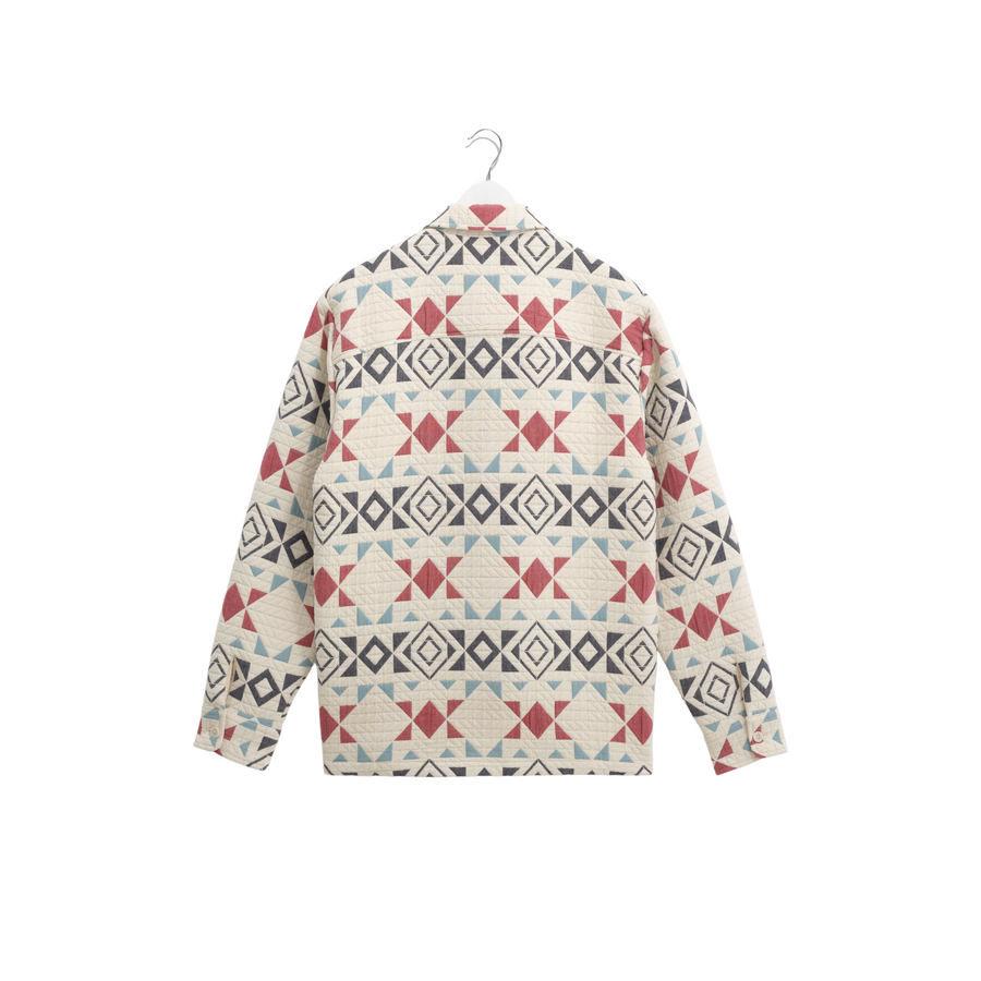 Wax London • Otto Overshirt • Ecru/Red Blanket Quilt