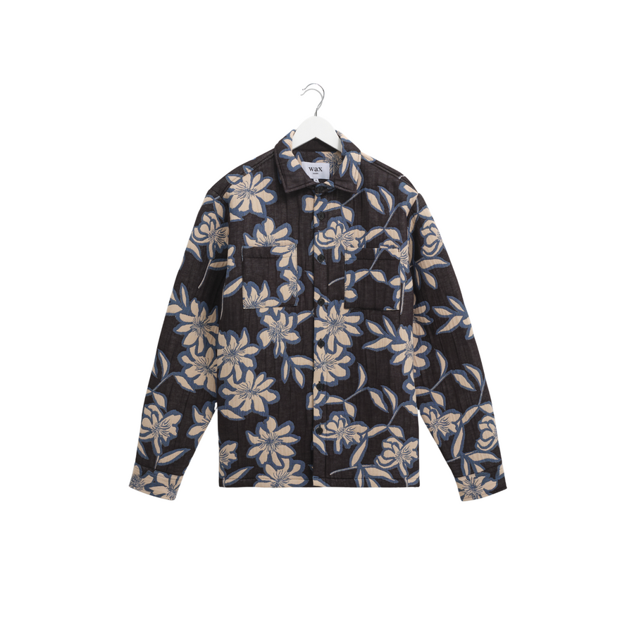 Wax London • Otto Overshirt • Ecru/Blue Floral Quilt